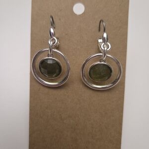New! Elegant Silver and Green Earrings